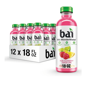 Bai Antioxidant Infused Water Beverage, Raspberry Lemon Lime, with Vitamin C and No Artificial Sweeteners, 18 Fluid Ounce Bottle, 12 Pack (Best By 05 March)