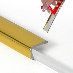 Peel and Stick Vinyl Corner Trim 20FT L-Shape Tile Outside Corner Molding Vinyl Trim Tile Exterior Moulding Trim Edges Furniture Decoration 0.49IN*0.29IN Gold