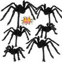 Apfity Halloween Spider Decorations, 6 Pack Giant Spider Outdoor Decorations Set, Scary Hairy Realistic Large Spider Props for Indoor, Outdoor and Yard Party Creepy Decor