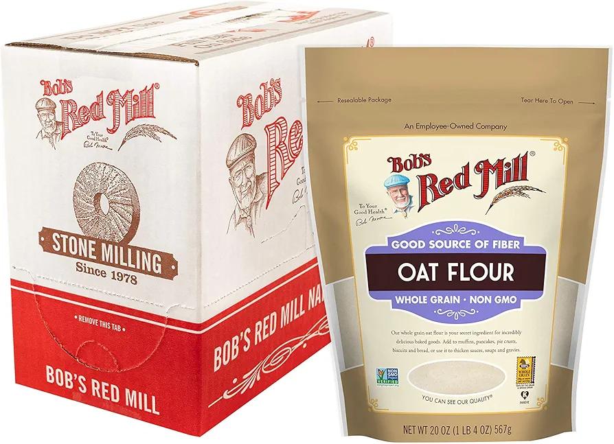 Bob's Red Mill Whole Grain Oat Flour, 20oz (Pack of 4) - Whole Grain, Vegan, Kosher EXP. 02/14/26