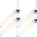 ALUSSO LED Shop Lights 4FT for Garage, 4800LM Super Bright, Adjustable 2700K 3000K 4000K 5000K 6500K, 120V, Warm to Cool Daylight Linkable Shop Lights for Workshop/Basement, ETL Listed, 4 Pack