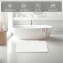 THMINS Extra Large White Stone Bath Mat, 32''x20'' Non-Slip Diatomaceous Earth Stone Bath Mat, Super Absorbent Quick Drying for Bathroom, Easy to Clean