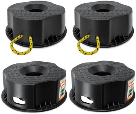 HOXWELL 4PCS RV Trailer Jack Block with Bag, Camper Stabilizer Blocks for Travel Trailer, Use for Any Tongue Jack, Post, Foot, 5th Wheels, Round or Square or Scissor Stabilizer