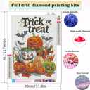 Halloween Diamond Painting Kits for Adults Beginners,Pumpkin 5D DIY Diamond Art Kit Trick or Treat Full Round Drill Diamond Dot Gem Art for Adults,Paint with Diamonds Pictures Adult Crafts Diamond Kit