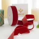 2 x MEEDEE Rust Velvet Ribbon 1 Inch Single Face Nylon Velvet Ribbon 2 Rolls 20 Yards Rust Red Ribbons for Christmas Tree, Gift Wrappig, Rustic Wreath, Velvet Bow Making, Floral Bouquet, Home Decor