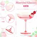 12 PCS Plastic Coupe Glasses 9 oz Pink Detachable Gold Rim Martini Glass Espresso Champagne Cocktail Cups Disposable Vintage Margarita Glassware for Birthday Baby Shower Wedding