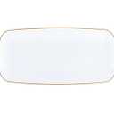 Plasticpro Plastic Serving Trays - Serving Platters Disposable Party Dish White and Gold Rim 18'' inches Serving Trays Pack of 4