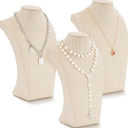 Kigley 6 Pcs Linen Jewelry Display Bust Necklace Display Stand Necklace Mannequin Holder for Jewelry Selling Trade Shows