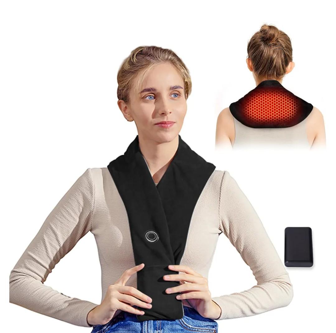 Remo Neck Heating Pad, Portable Cordless Heating Pad for Neck Pain Electric Compact Soft with Four Heat Settings, Gift for Family,Black