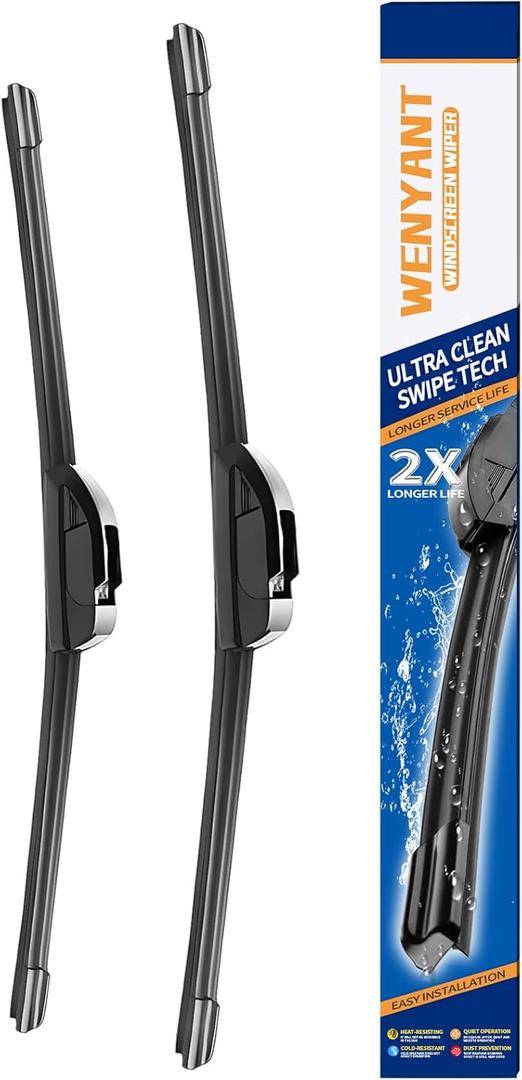 24" + 14" Replacement For Chevy Spark 2016-2021 Fiat 500 2012-2019 Front Windshield Wiper Blade Original Equipment Automotive Replacement J/U Hook Blades 2 Pack