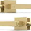 Privacy Door Handle - 1 Pack Interior Reversible Gold Door Handle, Heavy Duty Bed & Bath Door Handles with Privacy Door Lock, Fits All Standard Doors - Satin Brass