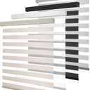 Cordless Zebra Blinds for Windows, Free-Stop Pull Down Roller Window Shades with Valance, Light Filtering Dual Layers Sheer Shades for Home and Office, Beige, 33" W x 72" H