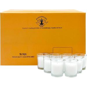 Hosley's 96 Pack of Ivory Unscented Clear Glass Filled Votive Candles