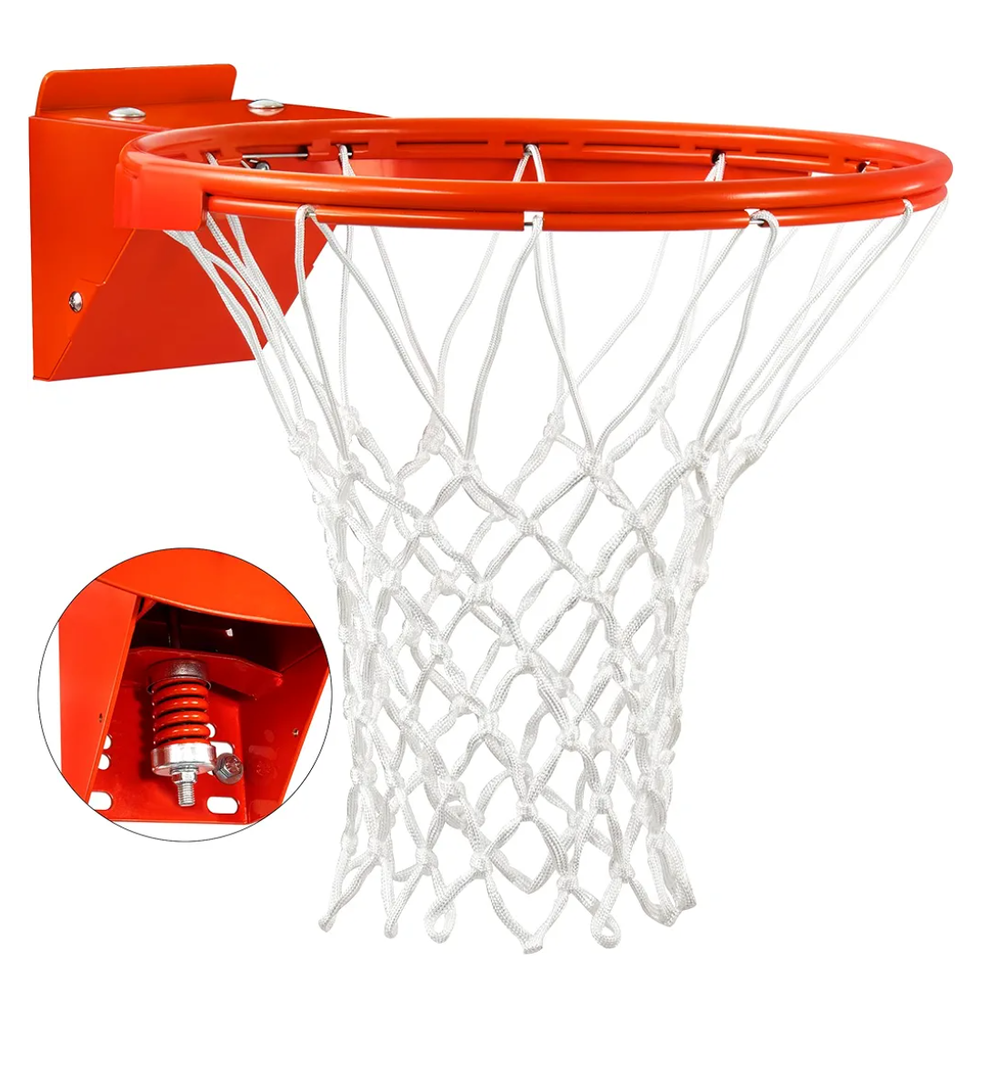 Basketball Rim Replacement, Single-Spring Breakaway Basketball Rim Outdoor Indoor, Universal 18 Inch Heavy Duty Basketball Hoop Rim and Net