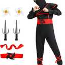 Bad boy league Kids Ninja Costumes Halloween Boys Ninja Cosplay Set Ninjas Costume for Role Play Halloween Party (Kids-S-4/5T Black)