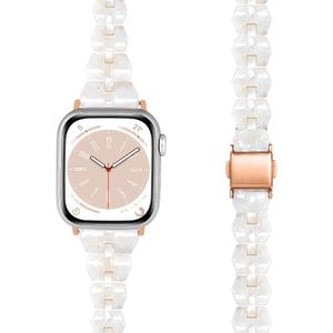 Bands Compatible with Apple Watch Band 38mm 40mm 41mm 42mm 44mm 45mm 49mm Women Slim Resin Band Bracelet Thin Lightweight Replacement Wristband for Watch Series 10 9 8 7/Series SE/6 5 4 3 (Slim Pearl White)