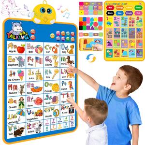 Electronic Alphabet Wall Chart, Talking ABC, 123s, Music Poster, Kids Learning Toys for Toddlers 1-3, Interactive Educational Toddler Toy, Birthday Gifts for Age 1 2 3 4 5 Year Old Boys Girls - Blue