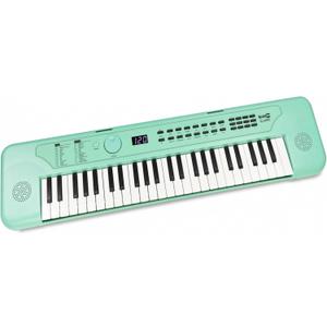 RockJam 49 Key Keyboard Piano, Portable Electronic Music Keyboard with Speakers, USB-C Power or Battery Operation, Headphone Input, 200 Tones, 200 Rhythms, Note Stickers & Lessons (Mint Green)