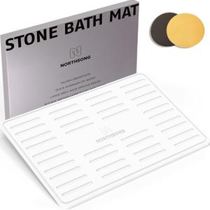 N NORTHSONG Large Diatomite Earth Bath Mat,Stone Bath Mat,Washable Rugs,Bathtub Mat -Rapid Water Absorption,Quick-Drying,Non-Slip for Bathroom and Kitchen-White