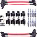 MAS Set of 8 Square Ignition Coil Pack UF271 & OEM ACDelco 6 Platinum Spark Plugs & 8.5mm Wires Compatible with Chevy Silverado Suburban Tahoe H2 GMC Yukon Sierra Envoy Replacement for 52-1618 5C1083