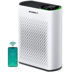 Smart Air Purifiers for Large Room, Cleans 2,400 ft² in 30 Mins, 3-Stage True HEPA, 360° Airflow, Smart WiFi App Control, Real-Time Air Quality (PM2.5) Display, Ultra-Quiet 20dB Sleep Mode, HAP602WF