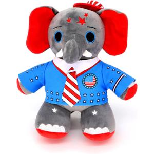 Patriotic Stars-and-Stripes Elephant Plush - Ideal Trump Merchandise Gift or Decoration with Teddy Bears for July 4th and Trump Memorabilia Enthusiasts!