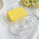 7 inch Glass Butter Dish with Lid, Clear Covered Butter Dish for Countertop, Elegant Butter Holder for Kitchen Dining Table Decor