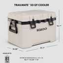Igloo Trailmate Cooler | Insulated Hard Shell Ice Chest, 50 QT, 18"D x 25.7"W x 16.7"H