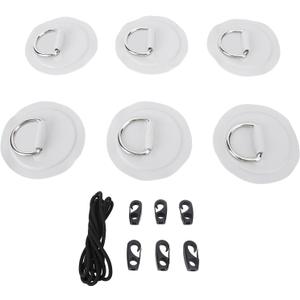 6PCS Stainless Steel D Ring Patch Kit, PVC Paddle Board D Rings with Rope Hooks for Kayak Canoe Surfboard Stand Up Paddle Board, No Glue Included, Water Proof (Grey)