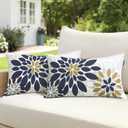 Floral Outdoor Pillow Covers Waterproof Spring Throw Pillow Cases Black Brown 12x20 Inch Set of 2 Decorative Summer Cushion Covers for Patio Furniture Garden Bench Porch Sofa