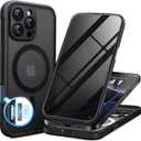 BERFY for iPhone 16 Pro Case, Compatible with MagSafe, Built-in Privacy Screen Protector, Camera Protection, Shockproof Full Body Phone Case 6.3", Translucent Black