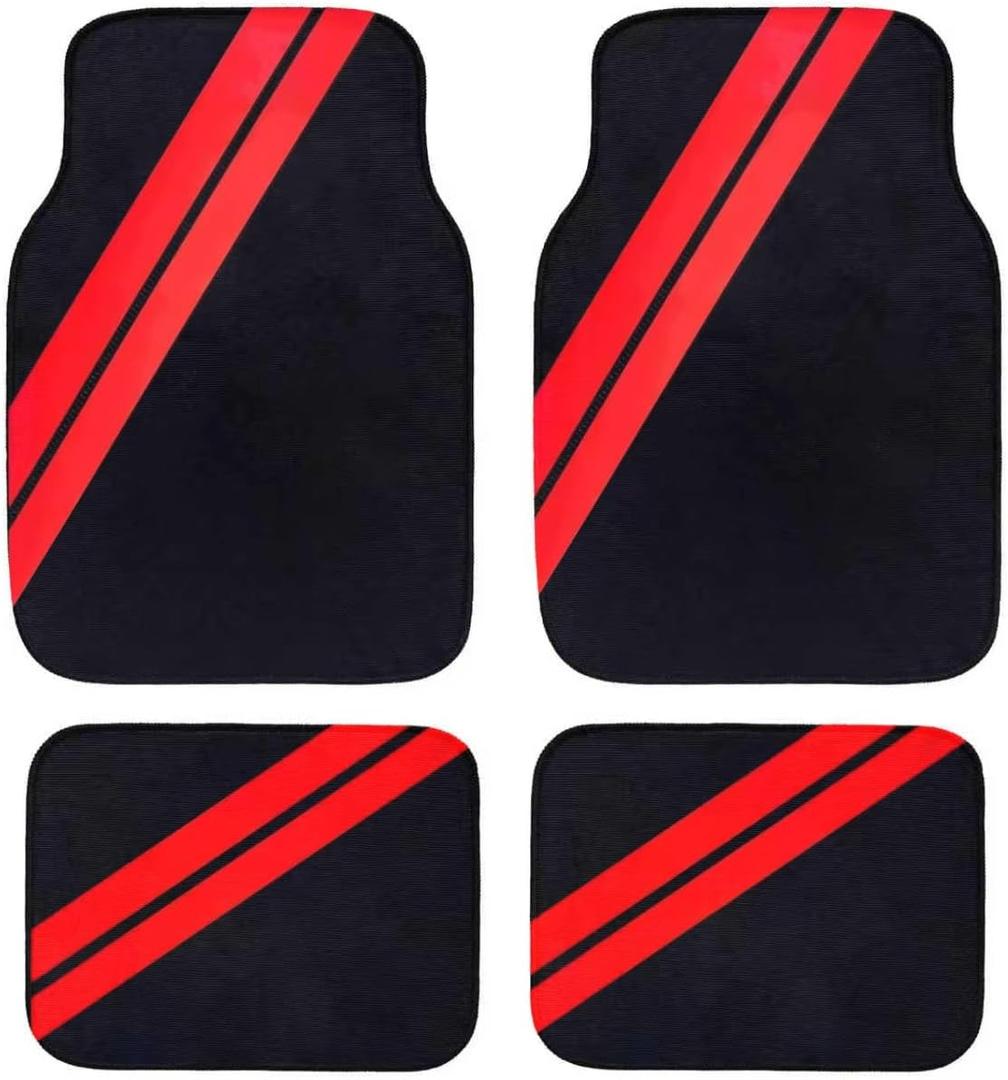 Car Floor Mats Front&Rear Black Rubber fit for Dodge Challenger Charger Durango Avenger RAM Floor Mat (Mats-1-red)