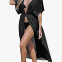 CUPSHE Kimono Swimsuit Coverup for Women Open Front Striped Maxi Cardigan Beach Cover Up L