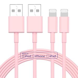 2pack 10ft iPhone Charger, [Apple MFi Certified] Long iPhone Charger Cord 10 ft, Apple Lightning to USB Cable, 10 Foot Fast Charging Cords for iPhone Charger 14/13/12/11/13 Pro/13 Max/X/XS/XR/XS,Pink
