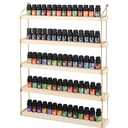 J JACKCUBE DESIGN Wall Mount Essential Oils Display Shelf with 5 Tier for 70 Bottles Holder Gold Frame and Wood Rack Organizer - MK482B