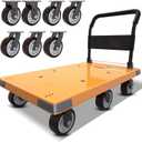 WUD Push Cart, Folding Mobile Platform Trolley,Thickened and Reinforced, 360° Swivel Wheels,47.2 “L x 27.5 ”W, 1764 lb. Yellow Dolly cart with Wheels