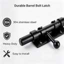 Barrel Bolt Latch,6.3 inch Slide Bolt Gate Latch,14mm Bolt Heavy Duty Shed Door Latch,304 Stainless Steel Black Finish Door Lock Latch for Barn, Wooden Fence, Slide,Door (1, Black)