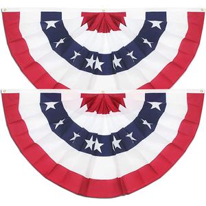 2 Pack USA Pleated Fan Flag, 1.5x3 Ft American US Flag Patriotic Bunting Stars and Stripes Banner with Canvas Header and Brass Grommets for 4th of July Memorial Day Indoor Outdoor Decoration 2 Pack USA Pleated Fan Flag, 1.5x3 Ft American US Flag Patriotic Bunting Stars and Stripes Banner with Canvas Header and Brass Grommets for 4th of July Memorial Day Indoor Outdoor Decoration