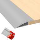 Floor Transition Strip, Self Adhesive Door Threshold for Doorway, Carpet Edging Trim Strip Vinyl Overlap Edge Reducer for Carpet, Tile, Threshold Ramp (1/5" to 2/5", Gray, 3.3FT)