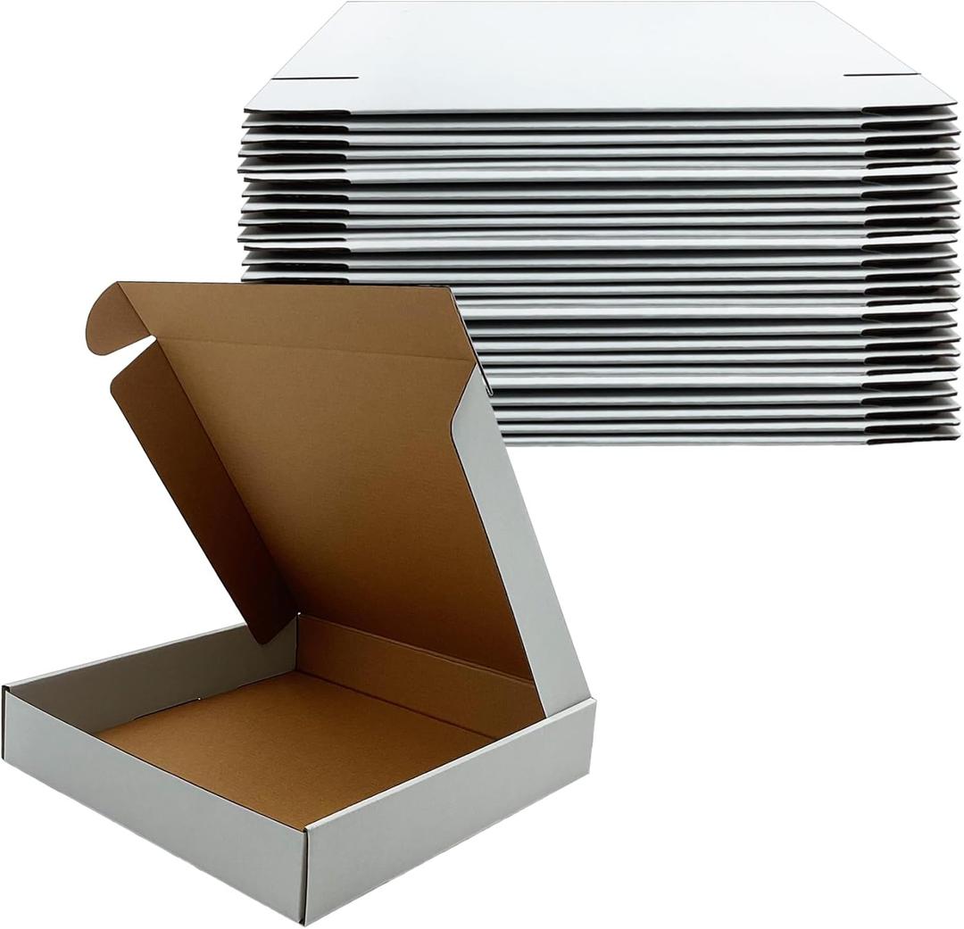 11x11x2 Inches Shipping Boxes Set of 25,White Corrugated Mailing Cardboard Box Literature Mailer for Packing Small Business Moving Storage, E-Commerce Packaging Mailing Boxes Gift Boxes for Presents