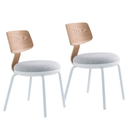 STARWAY Dining Chairs, Set of 2, Mid Century Modern Upholstered Chairs with Solid Wood Back & Sturdy Metal Legs, Modern Style Side Chairs Accent Chairs for Home, Bistro, Coffee Shops, 18.5", White