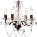 LaLuLa Mini Acrylic Crystal Chandelier Modern Farmhouse Bronze Chandeliers Lighting 4 Lights Candle Style Pendant Light for Living Room