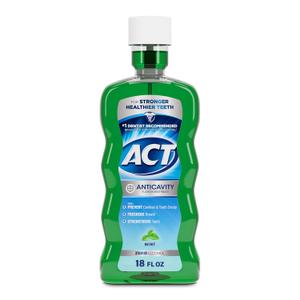3 x ACT Anticavity Zero Alcohol Fluoride Mouthwash 18 fl. oz., With Accurate Dosing Cup, Mint