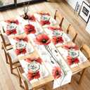 Merry Christmas Vintage Table Runners and Placemats Set of 6, Abstract Painting Design Woven Fabric Coasters for Dining Table, Kitchen, Party Decor (Flower-1, Set of 6)