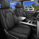 Car Seat Cover Custom Fit for Dodge Ram 1500 2500 3500 2002-2026 Faux Leather Seat Cover Set Compatible with Crew Quad Regular Cab Pickup Truck Cushions (Black, Full Set, Flat Rear)