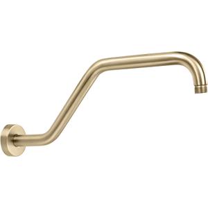 High Rise Shower Arm with Flange,15.5 Inch Gooseneck Shower Arm Extension,Stainless Steel S Shaped Shower Showerarm,Brushed Gold,9Z4MKK