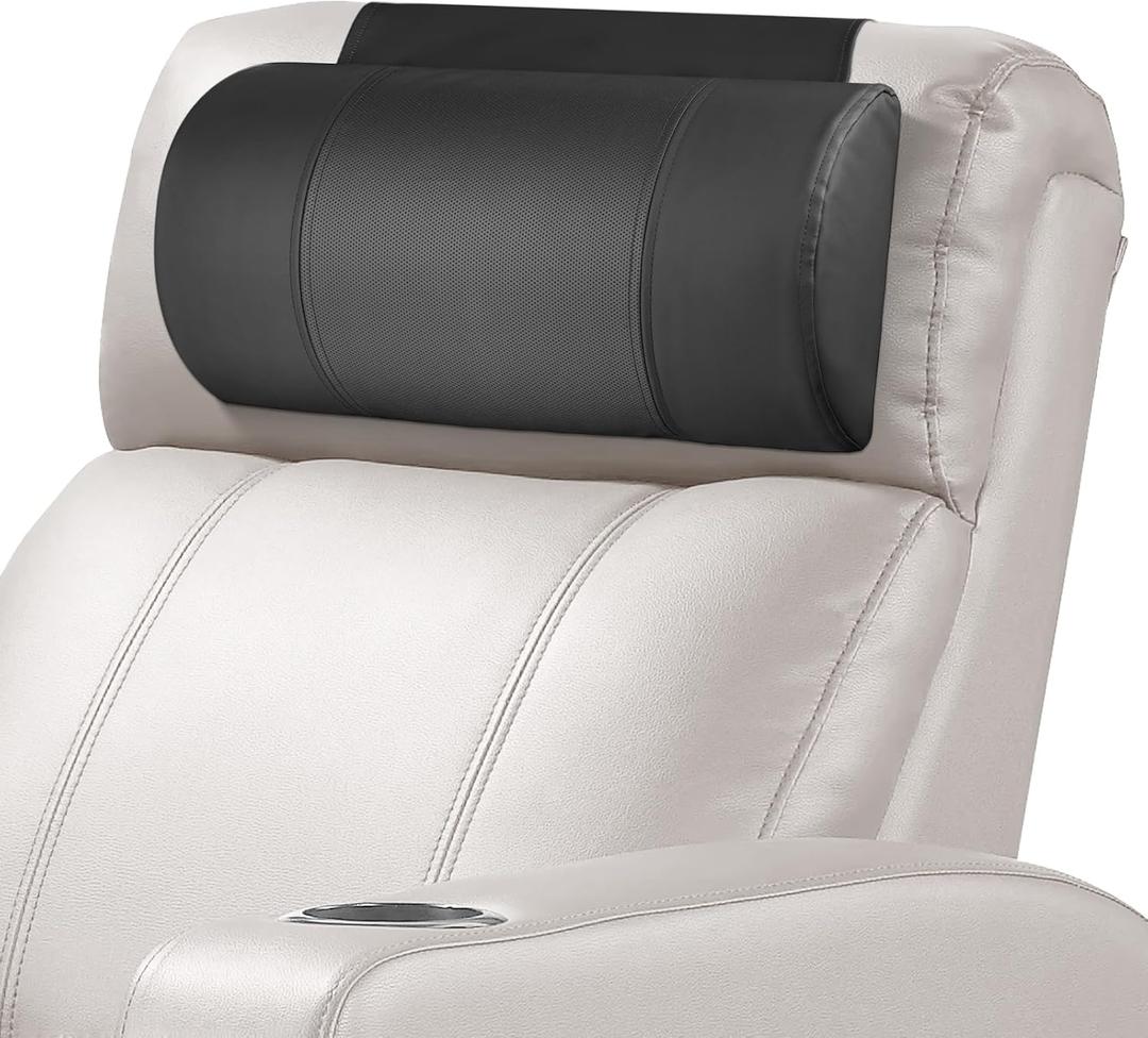 Non-Slip Neck Pillow for Recliner-Adjustable and Removable Leather Recliner Pillow-Neck Pain Relief Support Head Pillow for Travel Home Recliner Sofa Armchair(Black)