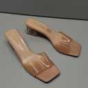 Nanbei zuo, Women's Clear Heeled Sandals Square Toe Slip On Chunky Sandal 43