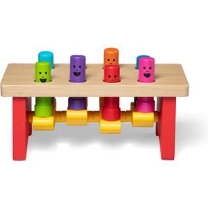 Melissa & Doug Deluxe Pounding Bench Wooden Preschool Learning Toy with Mallet (10.0 x 5.0 x 4.2)