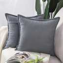 MADIZZ Set of 2 Rustic Farmhouse Chenille Throw Pillow Covers 22x22 Inch Grey Soft Decorative Cushion Cover for Sofa Bedroom Neutral Couch Throw Pillows for Bed Pillowcases Home Decor